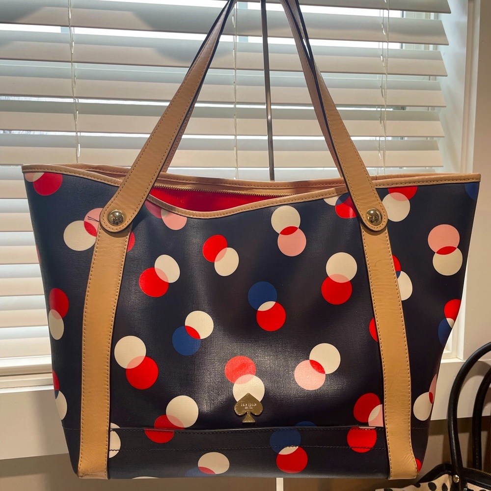 Kate Spade Large Polka Dot Tote - Red, White & Blue